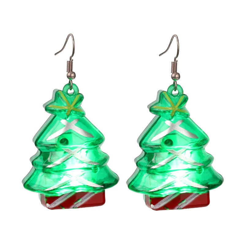 Led Christmas Santa Claus Tree Elk Luminous Earrings