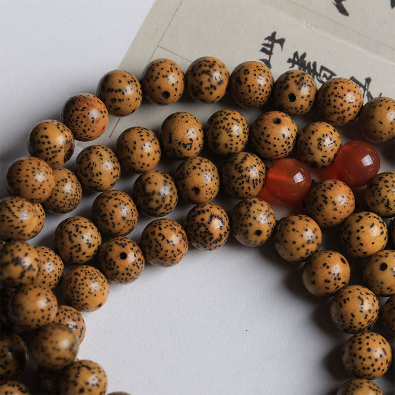 Buddha Stones 108 Mala Beads Bodhi Seed Red Agate Auspiciousness Bracelet