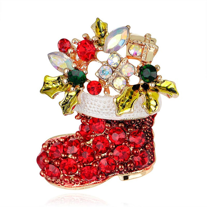 Christmas Multi-Colored Rhinestone Crystal Brooch Pin