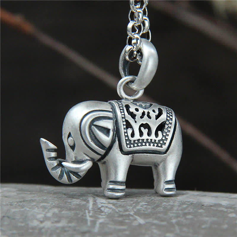 990 Sterling Silver Elephant Strength Necklace Pendant