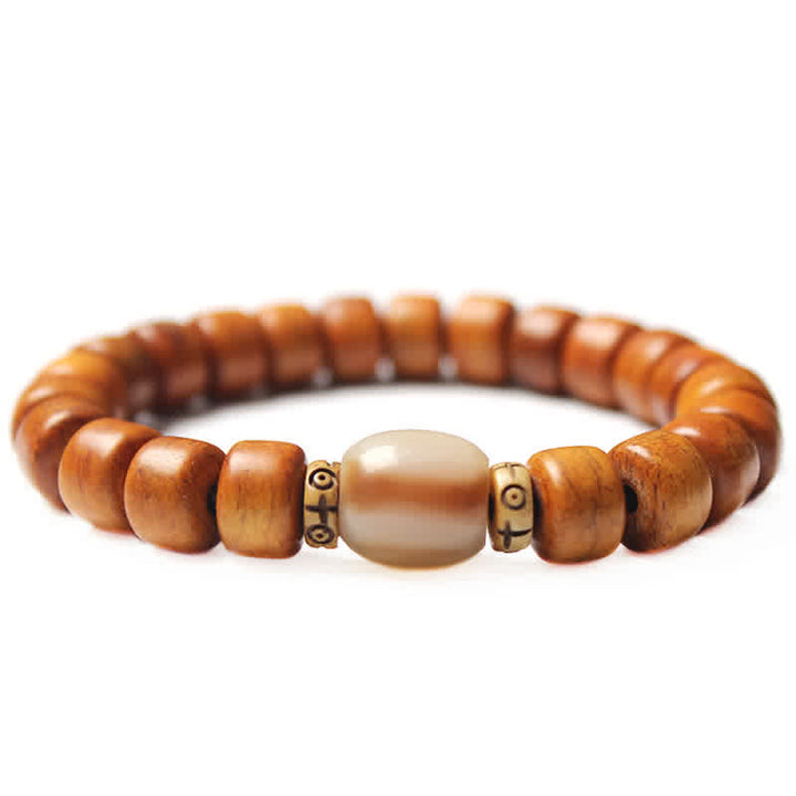 Buddha Stones Tibetan Yak Bone Om Mani Padme Hum Strength Bracelet