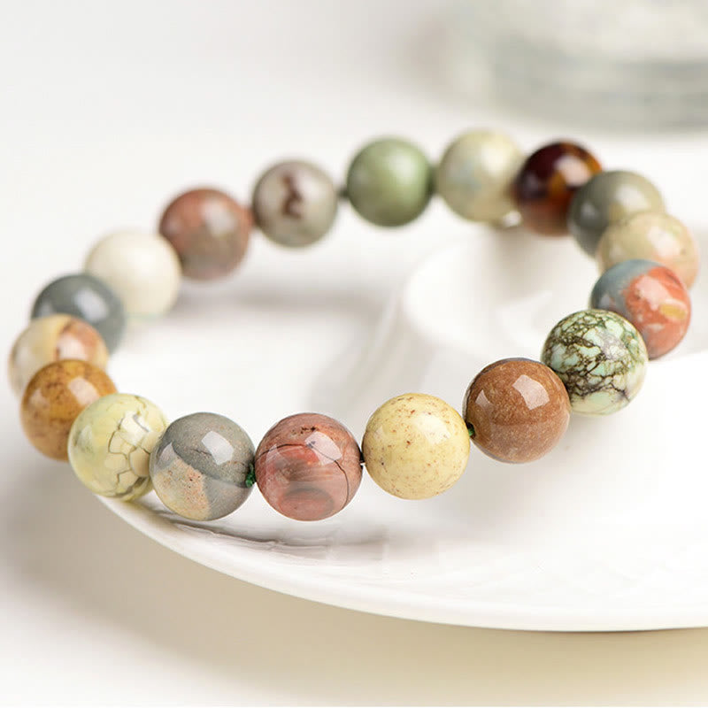 Buddha Stones Natural Colorful Alashan Agate Confidence Bracelet