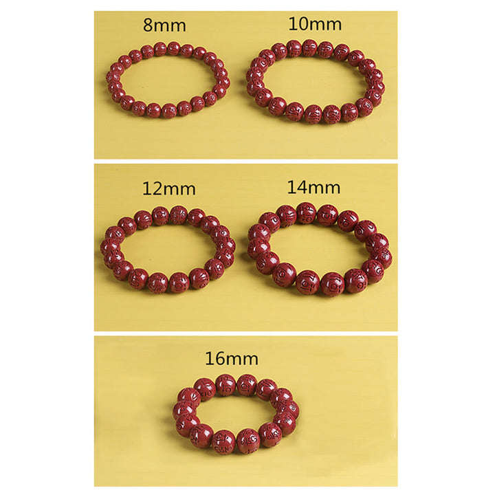 Natural Double PiXiu Cinnabar Om Mani Padme Hum Wealth Luck Bead Bracelet