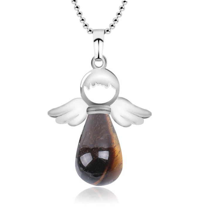 Buddha Stones Little Angel Wings Natural Crystal Luck Necklace Pendant