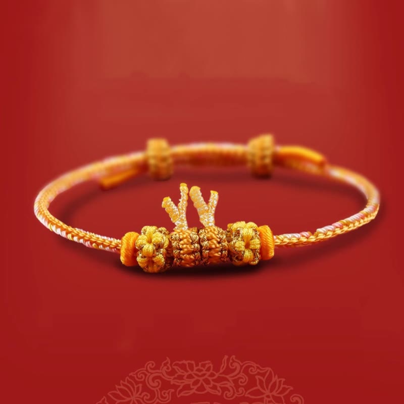 Buddha Stones Handmade Year of the Dragon Cute Chinese Zodiac Luck Braided Bracelet