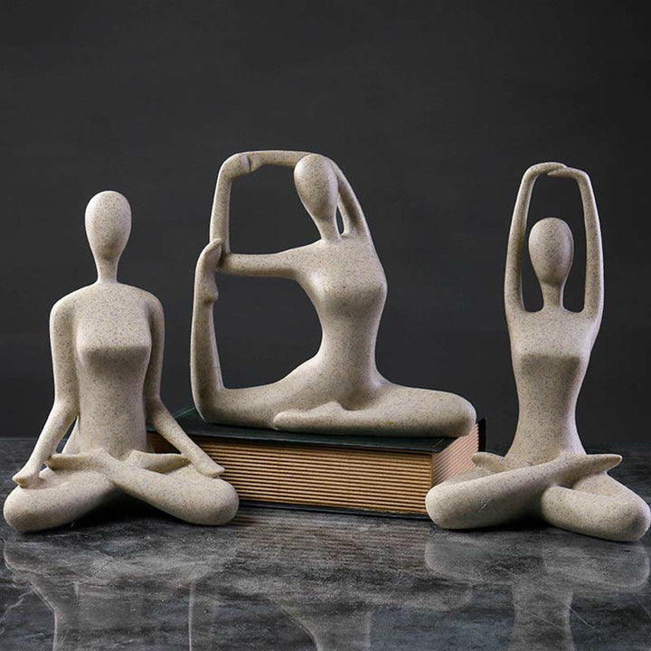 Abstract Yoga Meditating Exercise Resin Spiritual Figurine Sculpture Desk Decoration