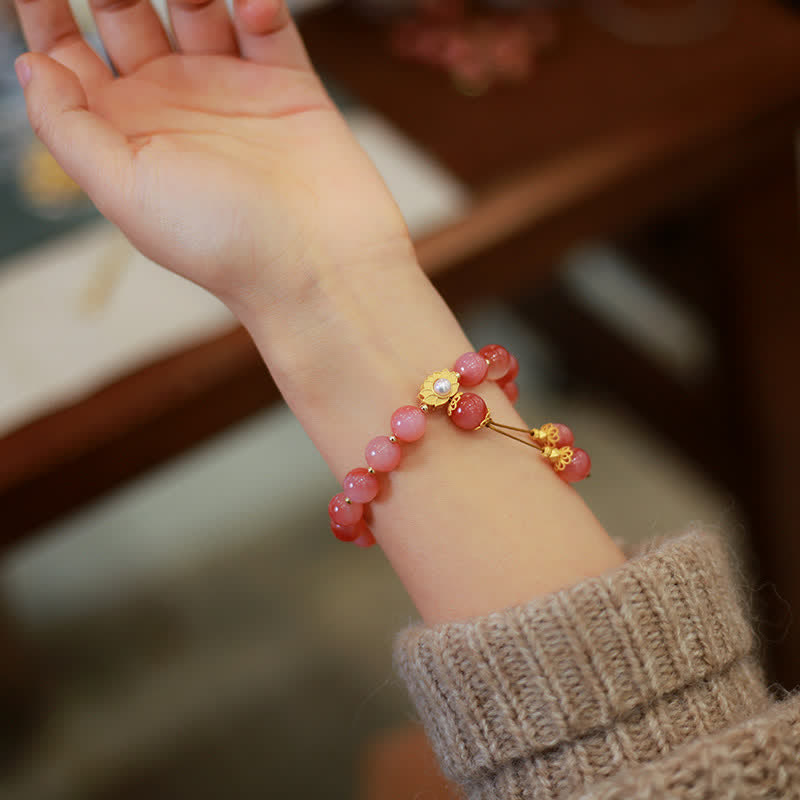 Buddha Stones 925 Sterling Silver Yanyuan Agate Lotus Flower Enlightenment Bracelet