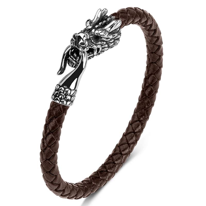 Buddha Stones Dragon Titanium Steel Protection Luck Bracelet