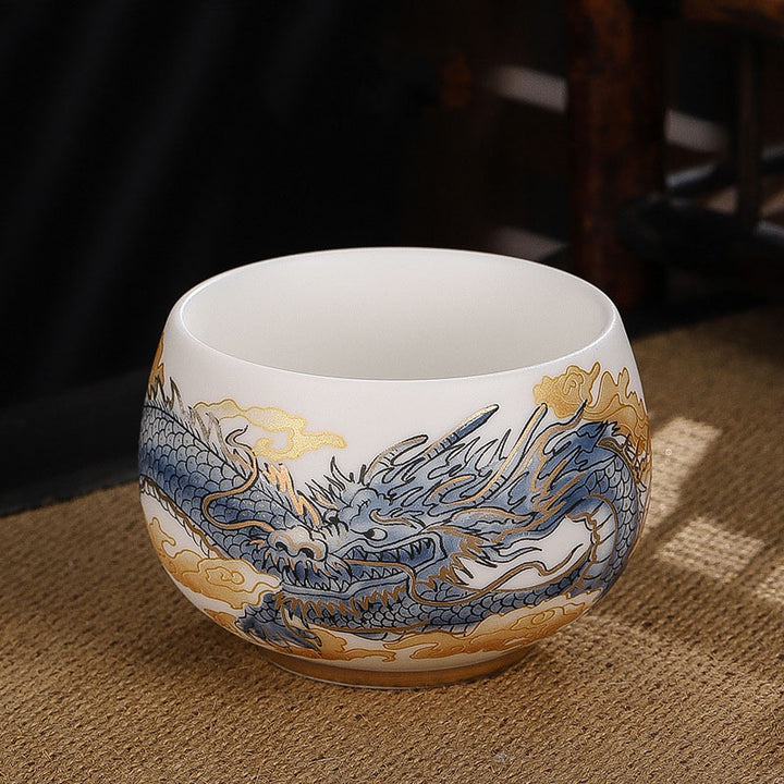 Buddha Stones Dragon Cicada Bamboo Deer Crane Lotus Plum Flower Ceramic Teacup Kung Fu Tea Cup Bowl 185ml