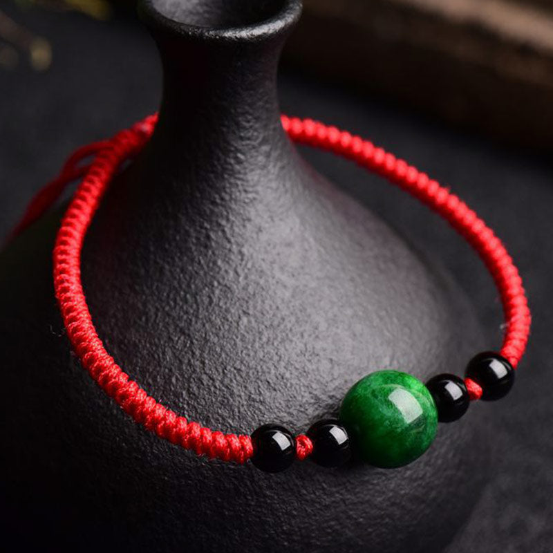 Buddha Stones Lucky and Success Jade Red String Bracelet