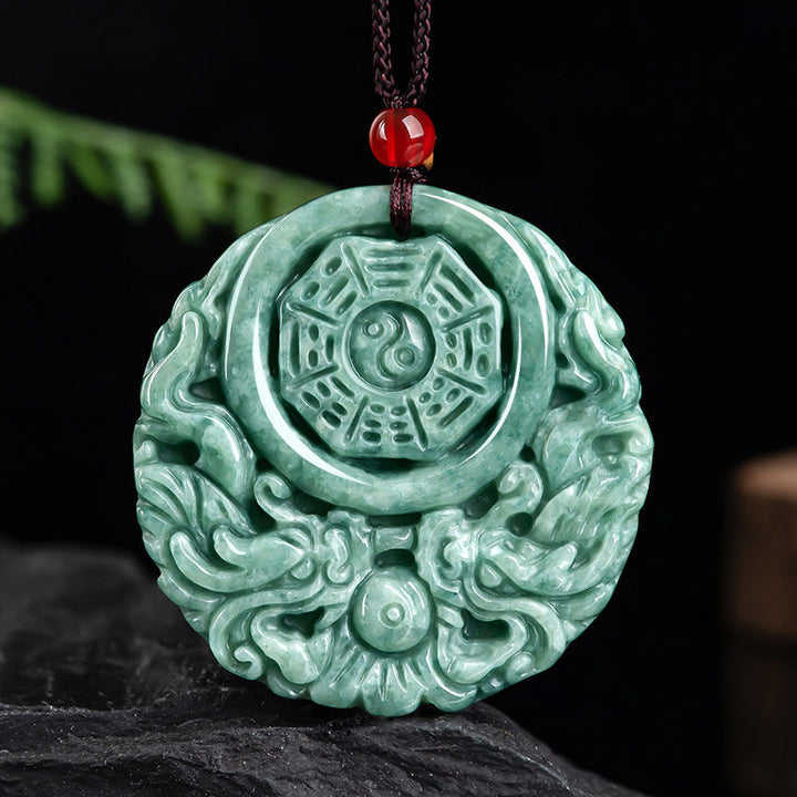 Buddha Stones Dragon Jade Yin Yang Balance Necklace String Pendant