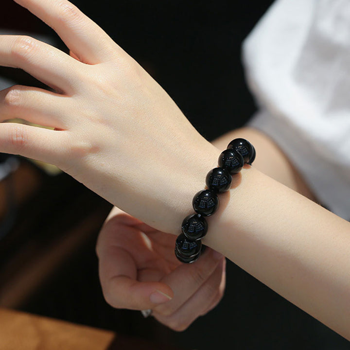 Buddha Stones Natural Black Onyx Fortune Bracelet