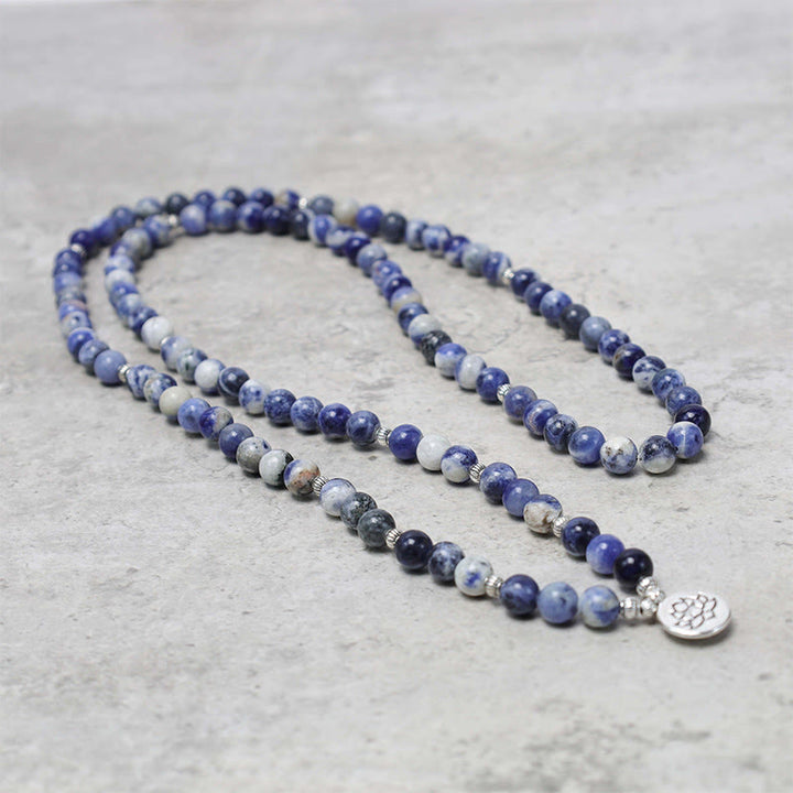 Natural Blue Aventurine Lotus Peace Necklace Bracelet