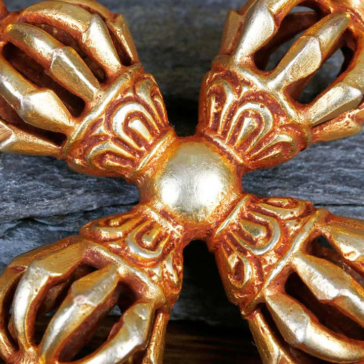 Nepal Handmade 9 Prong Double Dorje Copper Spiritual Power Vajra