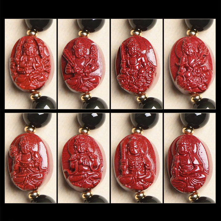 Buddha Stones Chinese Zodiac Natal Buddha Natural Black Obsidian Cinnabar Purification Bracelet