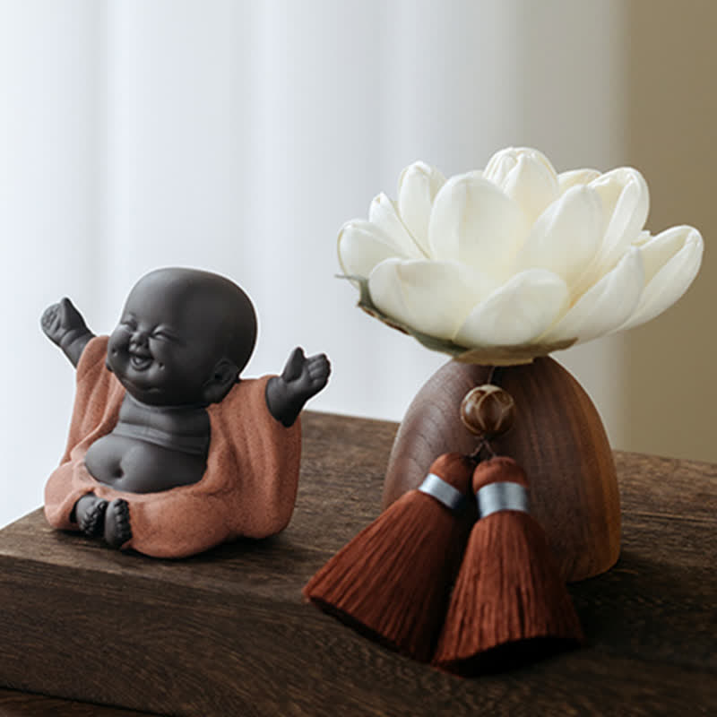 Black Peach Wood Buddha Flower Calm Cure Decorations