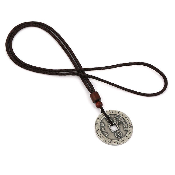 Buddha Stones Bagua Yin Yang Copper Coin Star Balance Energy Necklace Pendant