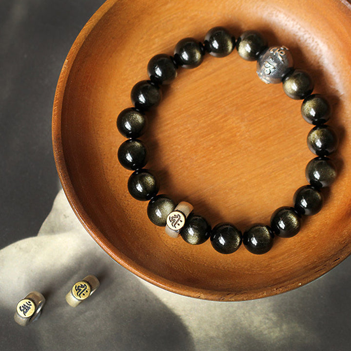 Buddha Stones Chinese Zodiac Natal Buddha Obsidian Purification Bracelet