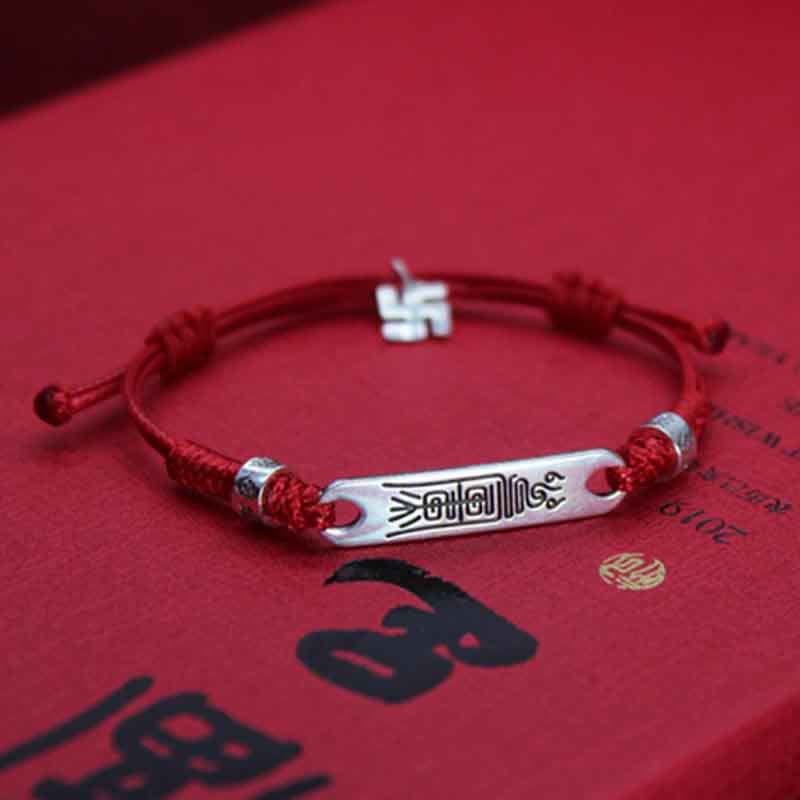 Buddha Stones 925 Sterling Silver Red String Luck Strength Braid Bracelet