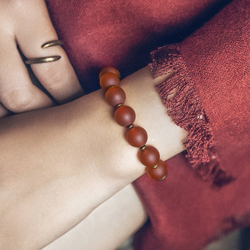 Tibetan Red Agate Green Agate Copper Confidence Fortune Bracelet