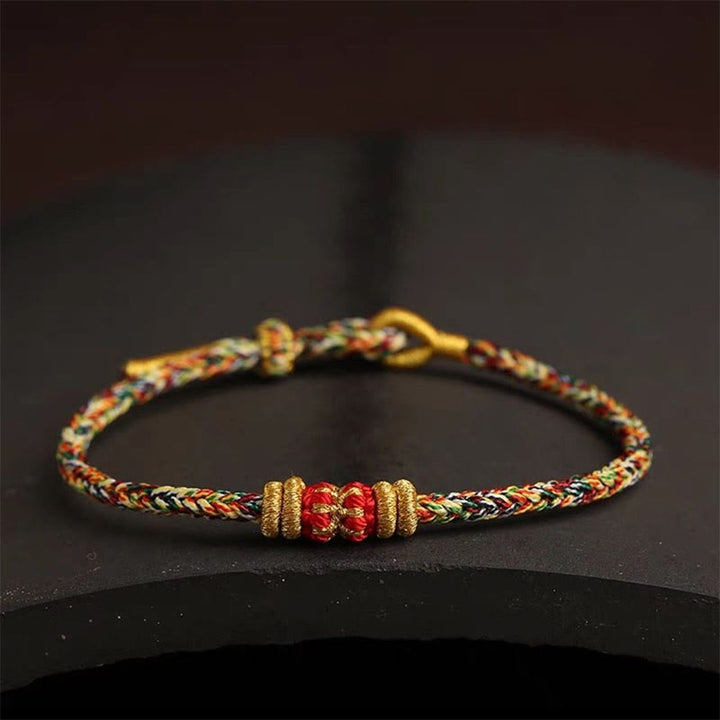 Buddha Stones Handmade Colorful Rope King Kong Knot Braided Luck Bracelet