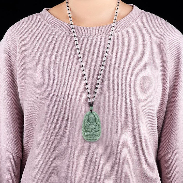 Buddha Stones Chinese Zodiac Natal Buddha Natural Jade Wealth Prosperity Necklace Pendant