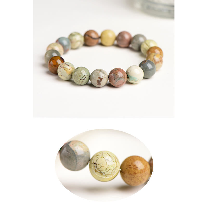 Buddha Stones Natural Colorful Alashan Agate Confidence Bracelet