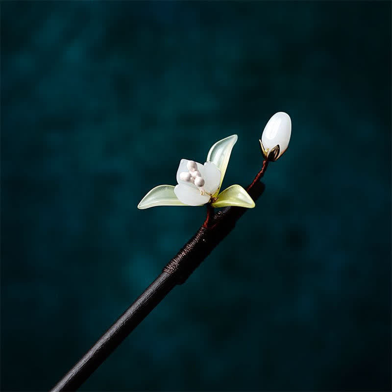 Buddha Stones Pearl Flower Leaf Butterfly Happiness Hairpin