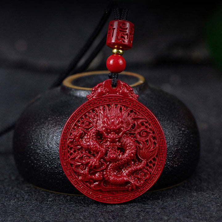 ❗❗❗A Flash Sale- Buddha Stones Year of the Dragon Natural Cinnabar Dragon Protection Necklace Pendant