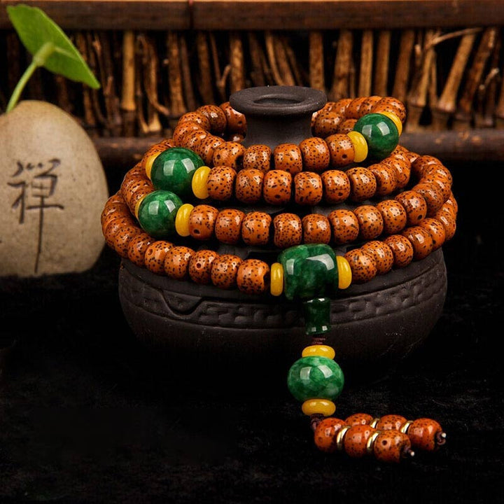 Buddha Stones 108 Beads Mala Bodhi Seed Jade Harmony Bracelet