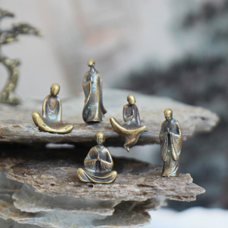 Buddha Stones Mini Meditation Buddha Metal Monk Serenity Home Decoration