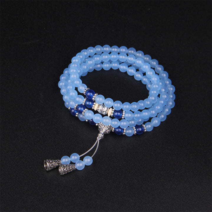 108 Beads Blue Crystal Healing Bracelet Mala