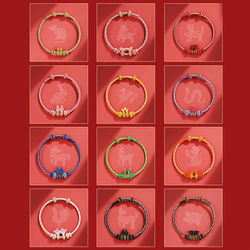 Buddha Stones Handmade Year of the Dragon Cute Chinese Zodiac Luck Braided Bracelet