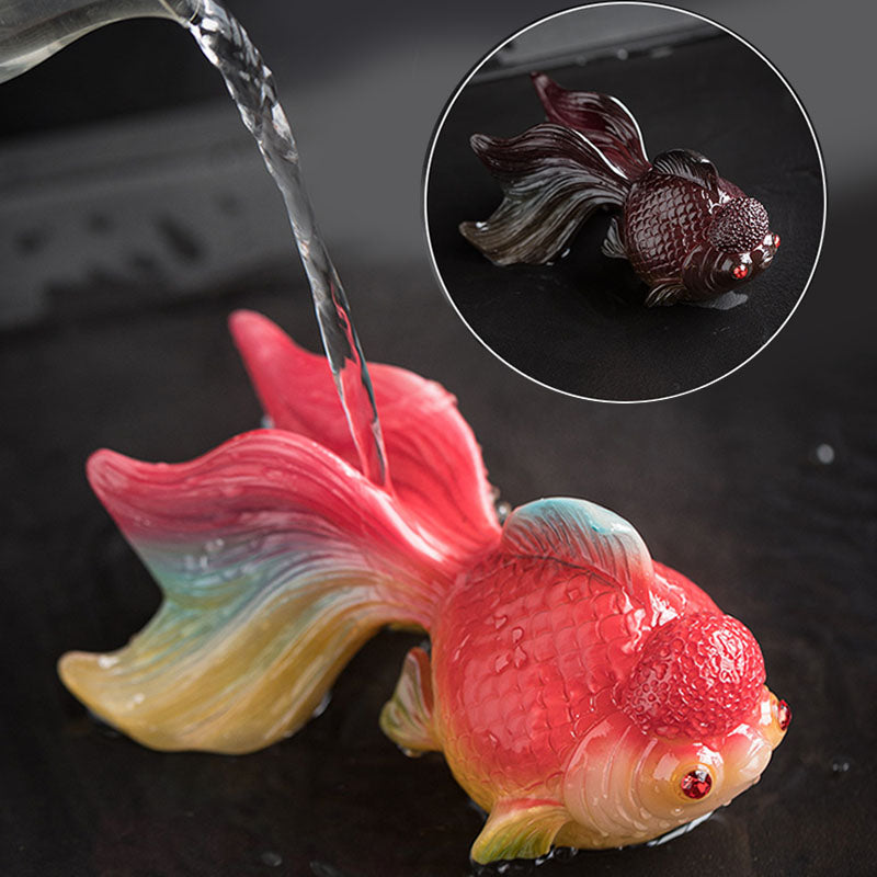 Buddha Stones Color Changing Koi Fish Resin Tea Pet Wealth Home Figurine Decoration