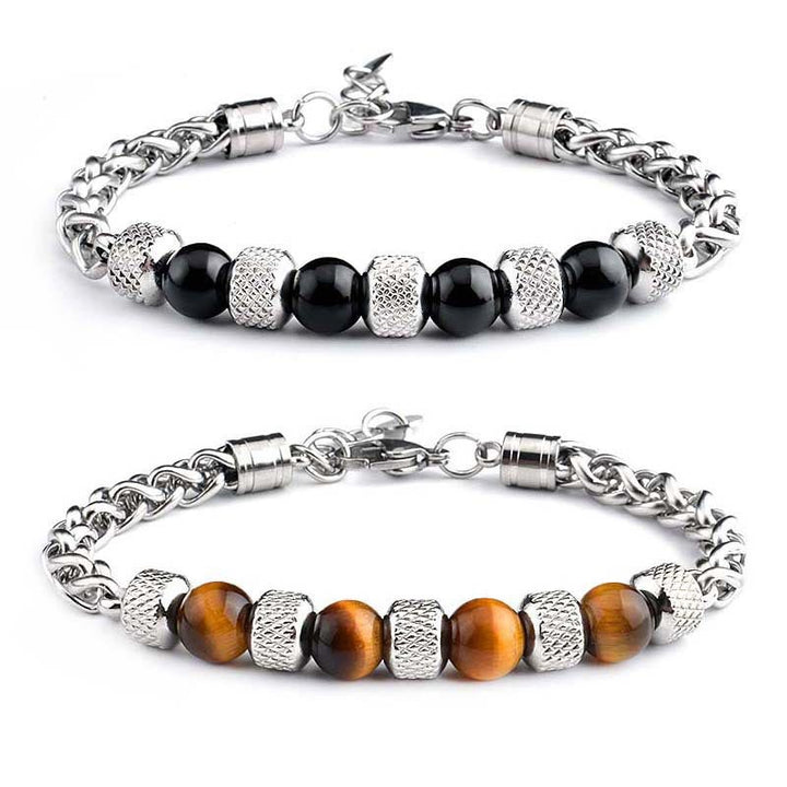 Buddha Stones Black Onyx Tiger Eye Bead Courage Bracelet