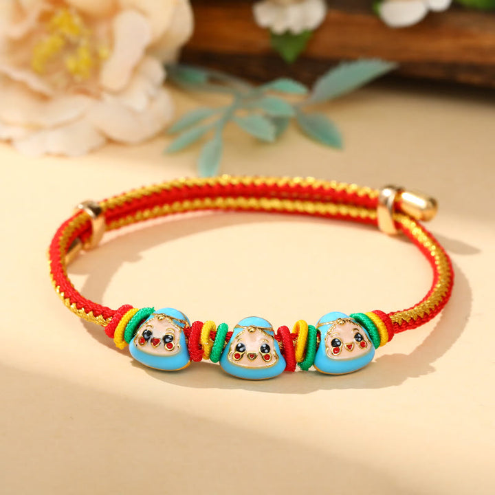 Buddha Stones Colorful Rope Zongzi Pattern Luck Handmade Child Adult Bracelet