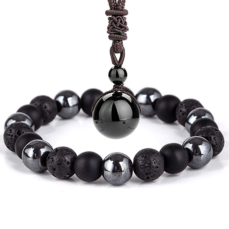 Buddha Stones Tibetan Tiger's Eye Bracelet Necklace Set