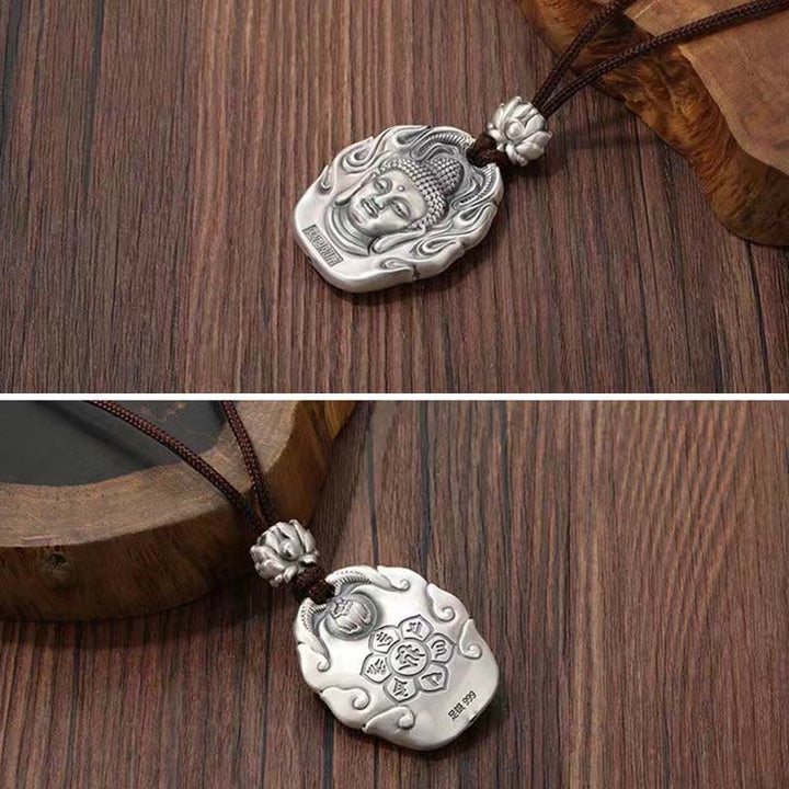 Buddha Stones Chinese Zodiac Natal Buddha Om Mani Padme Hum Lotus Compassion Necklace Pendant