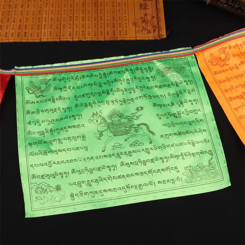 Tibetan 5 Colors Windhorse Auspicious Outdoor Prayer Flag