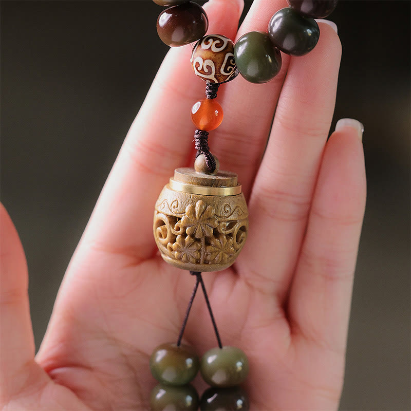 Buddha Stones 108 Mala Beads Dunhuang Color Bodhi Seed Dzi Bead Keep Away Evil Spirits Bracelet