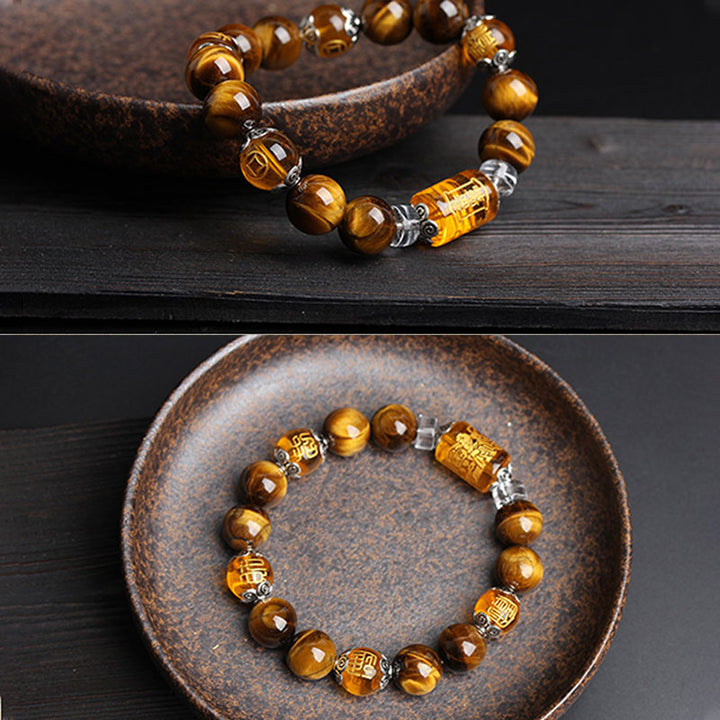 Buddha Stones Tiger Eye Bead Fortune Prosperity Bracelet