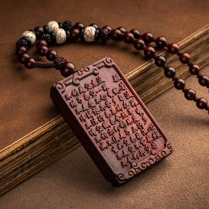 Chinese Zodiac Natal Buddha Small Leaf Red Sandalwood Protection Necklace Pendant