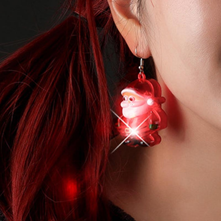 Led Christmas Santa Claus Tree Elk Luminous Earrings