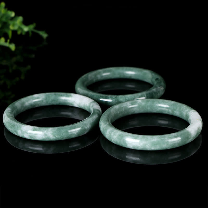 Buddha Stones Natural Jade Luck Abundance Bangle Bracelet