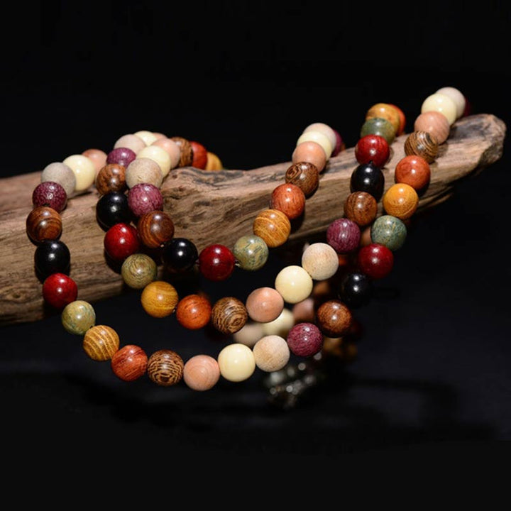 Buddha Stones  108 Beads Wenge Wood Mala Blessing Meditation Bracelet