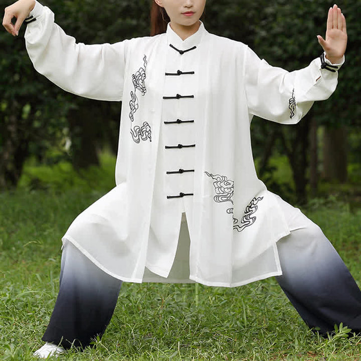 Auspicious Clouds Gradient Meditation Prayer Spiritual Zen Tai Chi Qigong Practice Women's Clothing Set