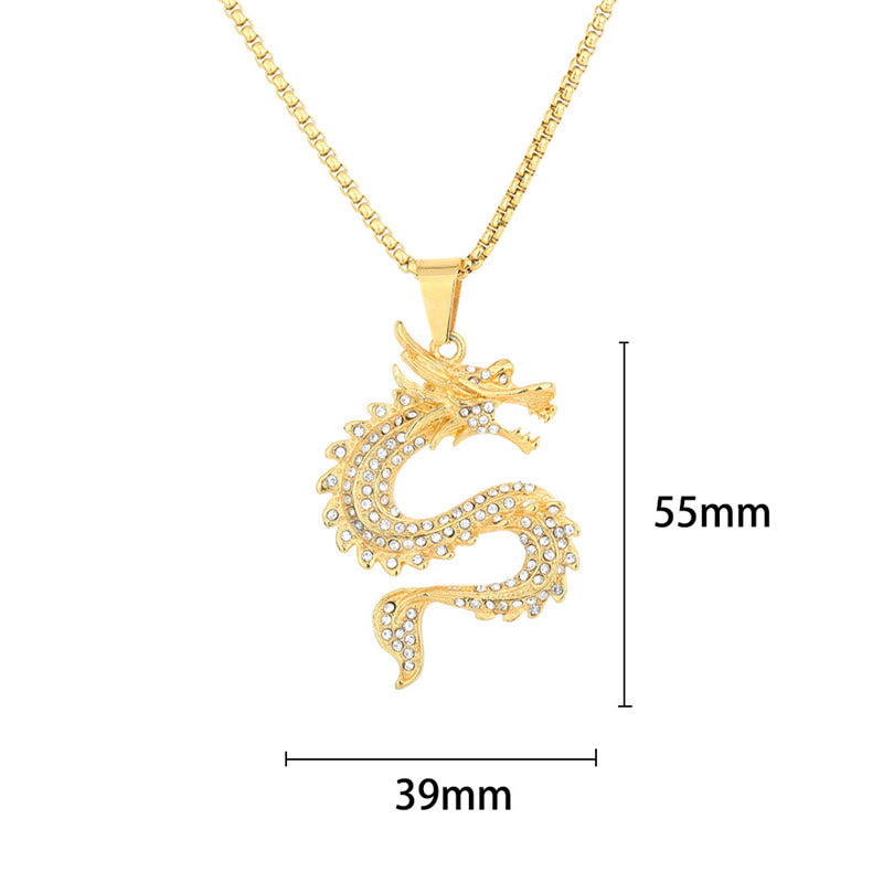 Buddha Stones Chinese Zodiac Dragon Zircon Protection Necklace Pendant