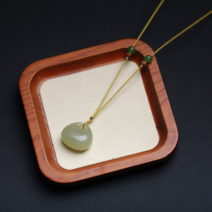 Natural Hetian Jade Small Bag Pattern Prosperity String Necklace Pendant