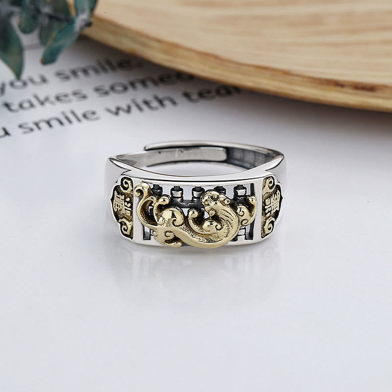 925 Sterling Silver PiXiu Luck Wealth Adjustable Ring