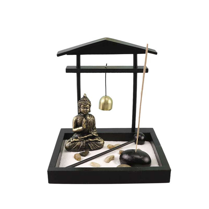 Buddha Statue Rocks Meditation Peace Zen Garden Set Home Decoration